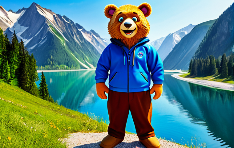 캐릭터디자인과 마케팅의 연계 - **Mascot Storytelling:** "A cheerful bear character, fully clothed, promoting a local region with vi...