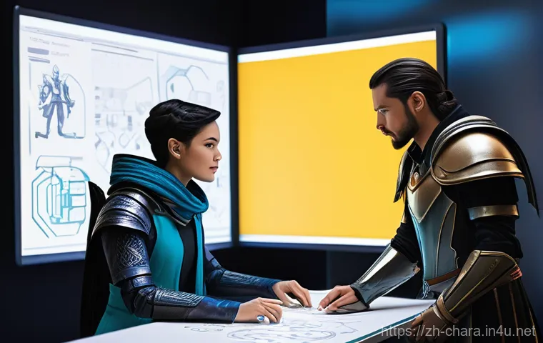 캐릭터디자인 디지털 툴 활용법 - **Prompt 2: "A 3D artist, a man in his thirties, deeply concentrated while digitally sculpting a fut...