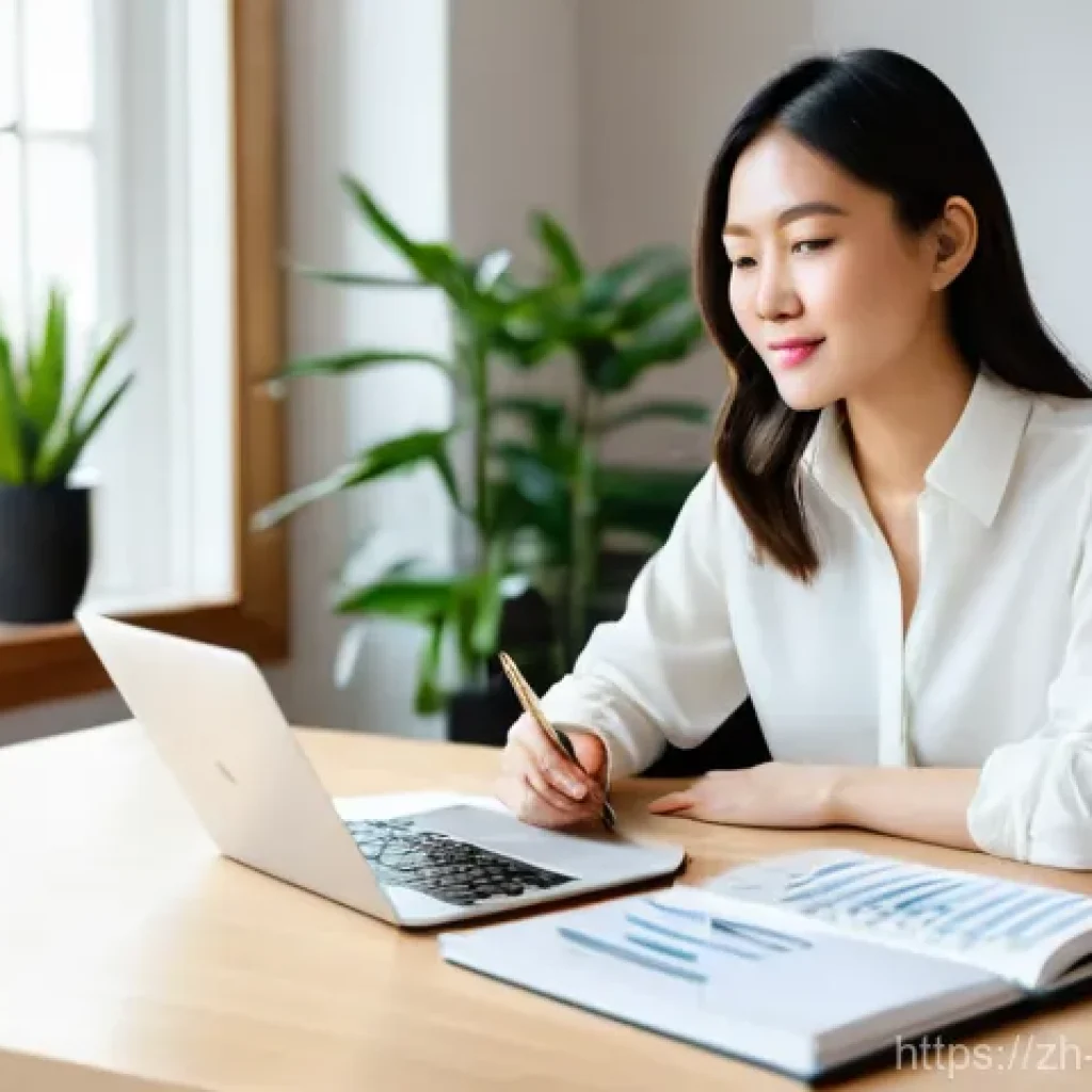 캐릭터디자인 프리랜서 수입 관리법 - **Prompt:** A focused and determined East Asian female freelancer in her late 20s to early 30s, wear...