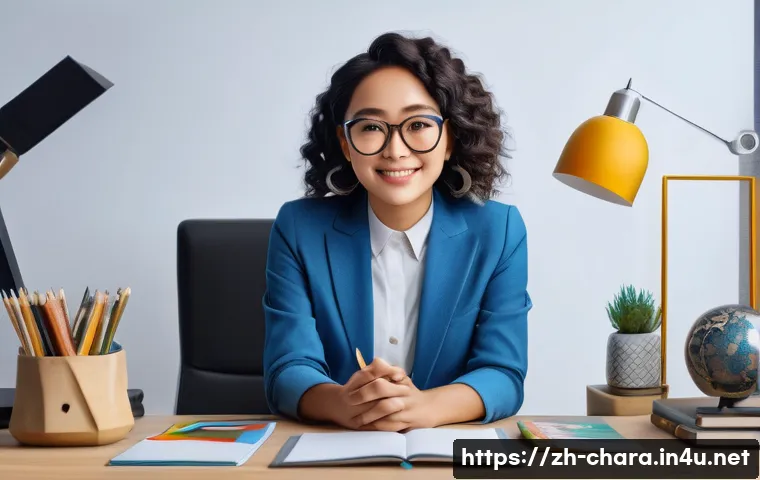 캐릭터디자이너로서 글로벌 커리어 구축 - A confident, multicultural female character designer sitting at a modern desk with dual monitors dis...