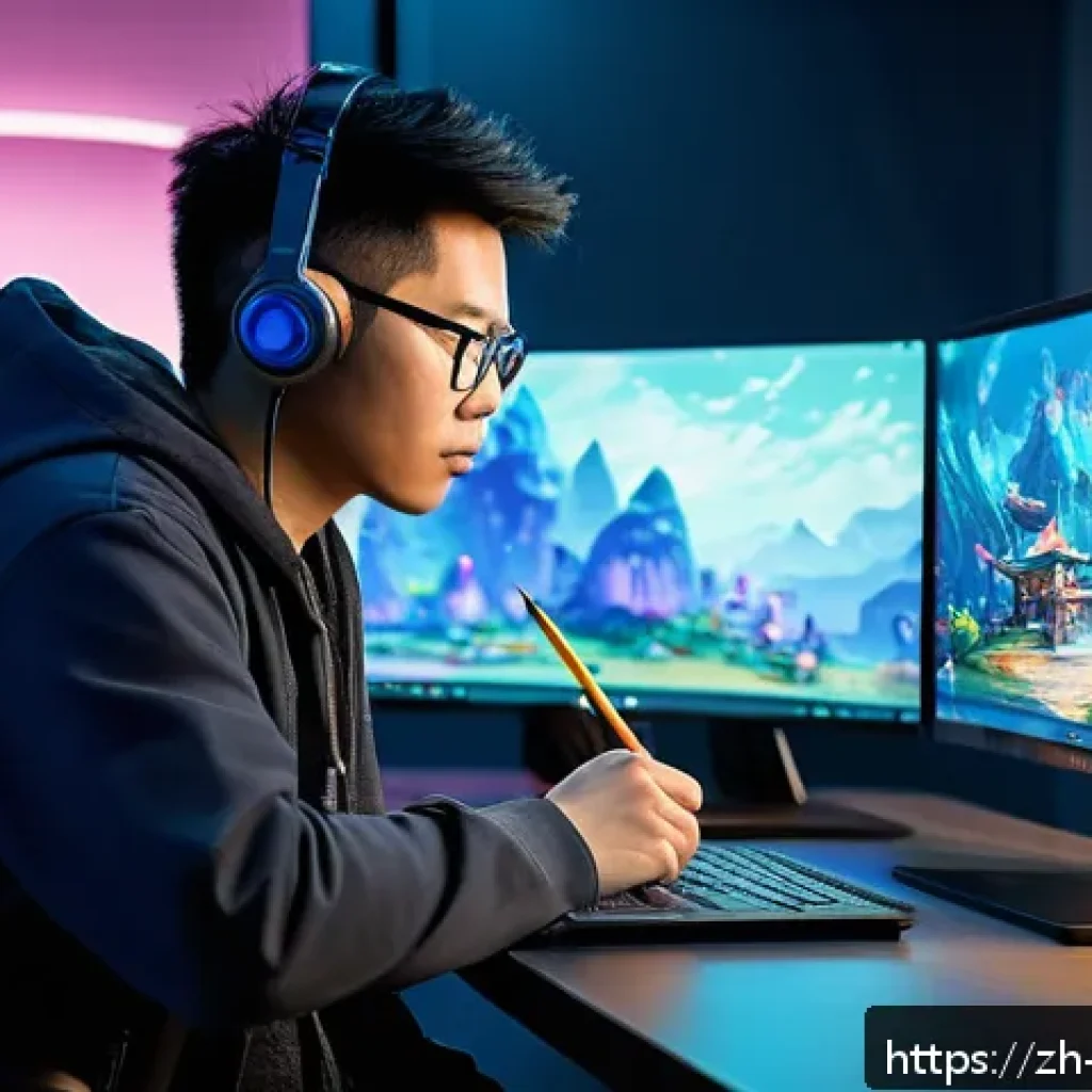 캐릭터디자인 자격증 취득 후 진로 선택 방법 - A professional character designer at work in a modern game development studio, surrounded by dual mo...