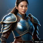 캐릭터디자인 자격증 학습에서 필요한 도구 - A dynamic character design illustration featuring a confident warrior woman in detailed leather and ...