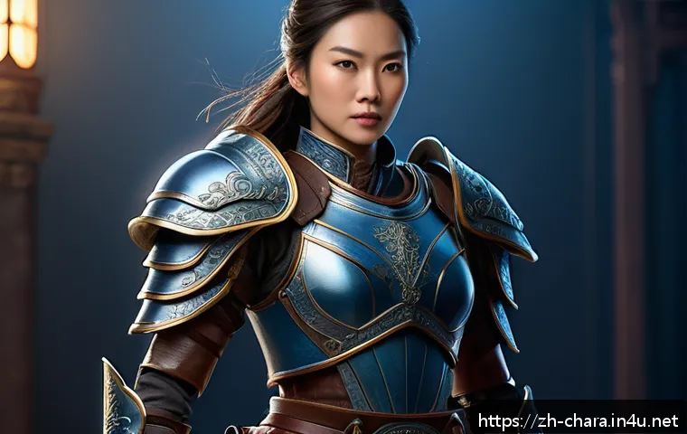캐릭터디자인 자격증 학습에서 필요한 도구 - A dynamic character design illustration featuring a confident warrior woman in detailed leather and ...