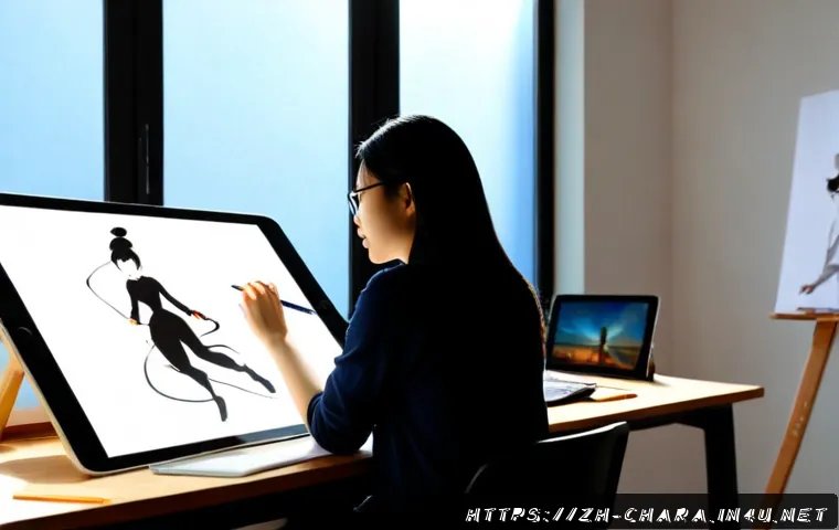 캐릭터디자인 실무 강좌 추천 - Photorealistic character design workshop, experienced art instructor guiding an adult student at a c...